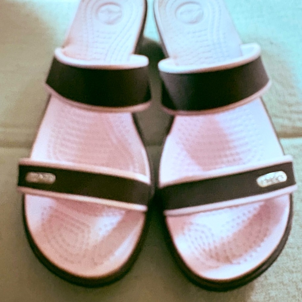 Crocs Shima Pink and Brown wedge sandals